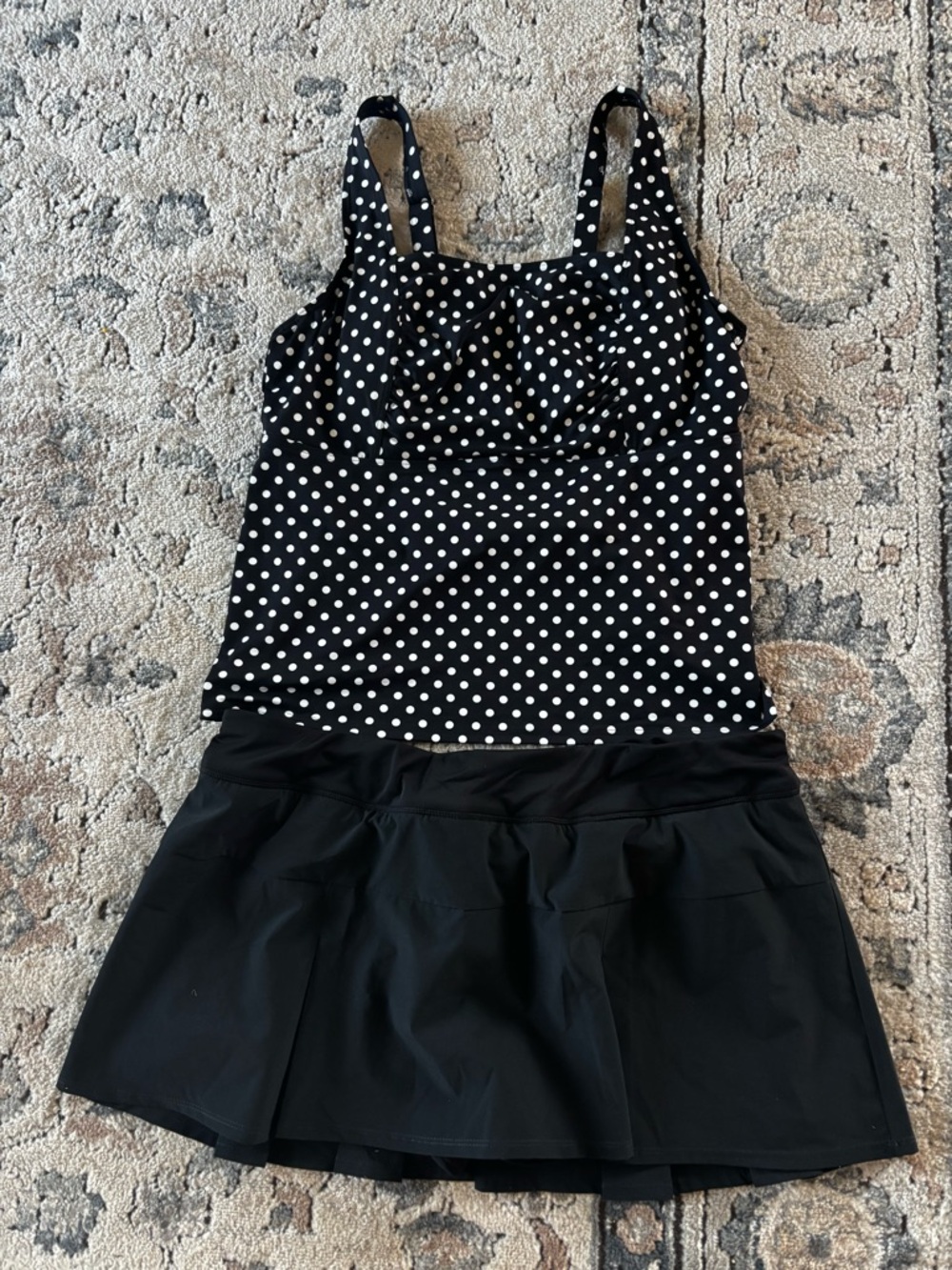 Lands' End Black Swim Top with black swim skirt